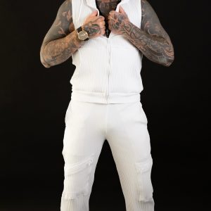 Ripp Jersey Zip Hoodie "JANEZ" mit zwei Taschen